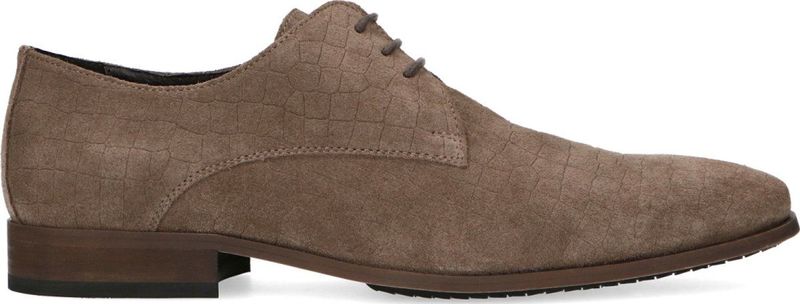 Manfield - Heren - Taupe Veterschoenen - Suède - Leer