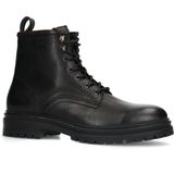 Manfield - Heren - Zwarte leren veterboots