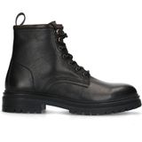 Manfield - Heren - Zwarte leren veterboots