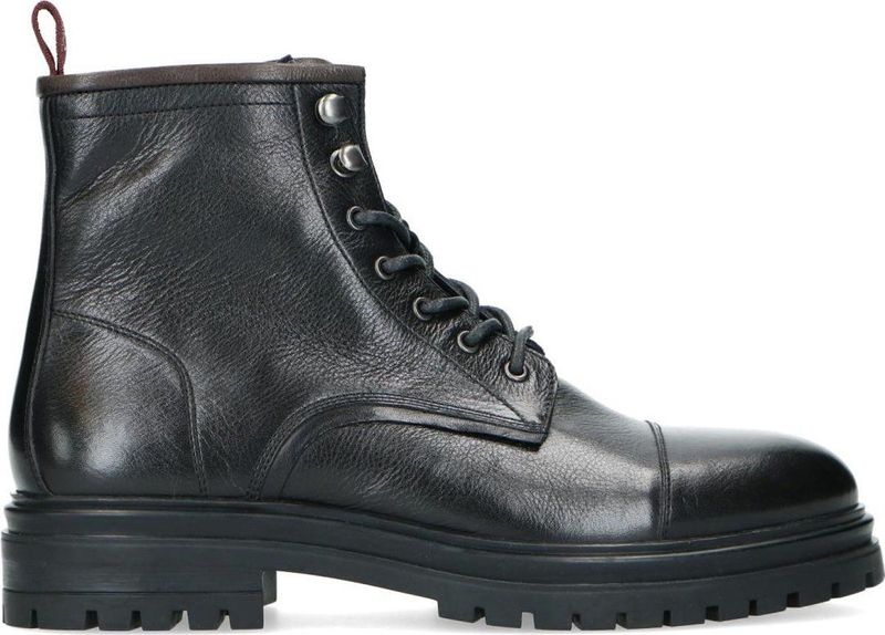 Manfield - Heren - Zwarte leren veterboots