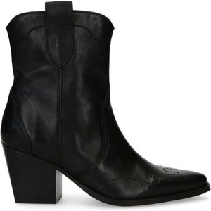 Manfield - Dames - Zwarte leren cowboylaarzen