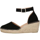 Manfield - Dames - Zwarte Suède Sleehakken - Suède - Hakhoogte 7 cm - Gespsluiting