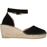 Manfield - Dames - Zwarte Suède Sleehakken - Suède - Hakhoogte 7 cm - Gespsluiting