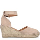 Manfield - Sleehak Sandalen - Beige - Suède