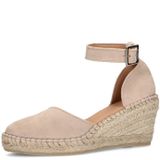 Manfield - Sleehak Sandalen - Beige - Suède