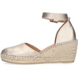 Manfield - Gouden Sleehak Sandalen - Geel - Leer