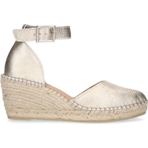 Manfield - Gouden Sleehak Sandalen - Geel - Leer