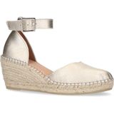 Manfield - Gouden Sleehak Sandalen - Geel - Leer