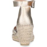 Manfield - Gouden Sleehak Sandalen - Geel - Leer