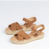 No Stress - Dames - Cognac leren sandalen