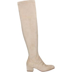Manfield - Overknee Laarzen - Beige - Suède