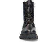 No Stress - Dames - Zwart leren veterlaarsjes