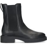 Manfield - Dames - Zwarte leren chelsea boots