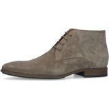 Manfield - Heren - Taupe - Suède Veterschoenen