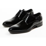 Manfield Leren Veterschoenen Zwart