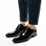 Manfield Leren Veterschoenen Zwart