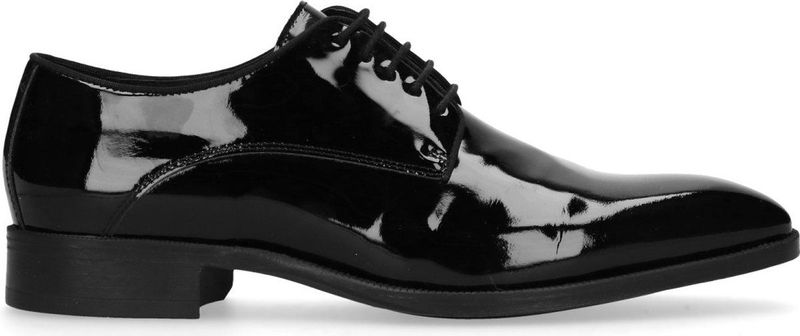 Manfield Leren Veterschoenen Zwart