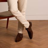 Manfield - Heren - Donkerbruine Gespschoenen - Suède - Leer