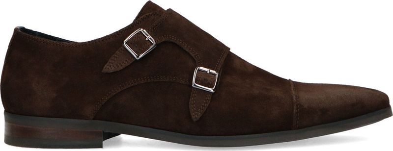 Manfield - Heren - Donkerbruine Gespschoenen - Suède - Leer