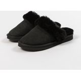 Manfield - Dames - Zwarte Pantoffels - Wollen Voering - Suède - Comfortabel
