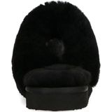 Manfield - Dames - Zwarte Pantoffels - Wollen Voering - Suède - Comfortabel