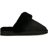 Manfield - Dames - Zwarte Pantoffels - Wollen Voering - Suède - Comfortabel
