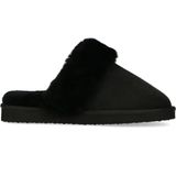 Manfield - Dames - Zwarte Pantoffels - Wollen Voering - Suède - Comfortabel