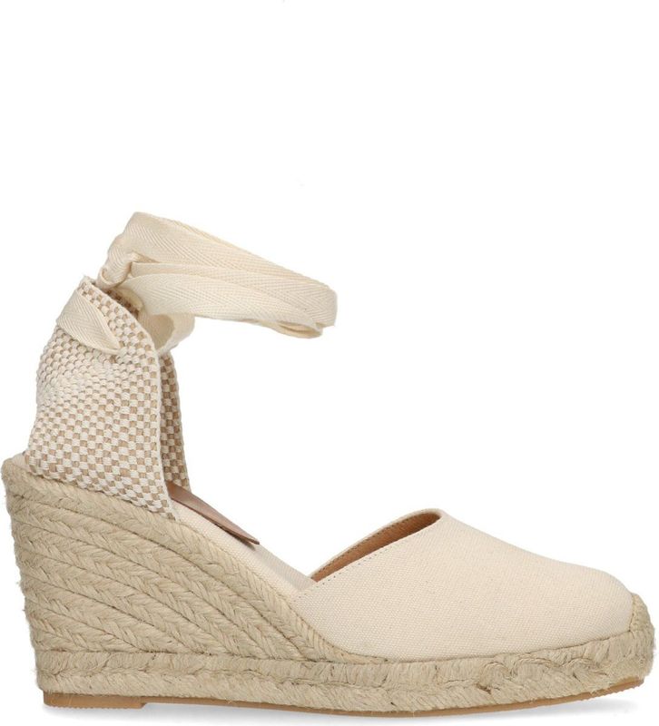 Manfield - Dames - Canvas witte sleehakken