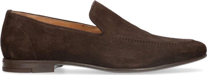 Manfield - Heren - Donkerbruine Suède Loafers - Suède - Instappers