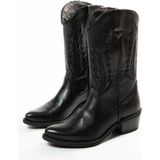 Manfield - Dames - Zwarte leren cowboylaarzen