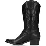 Manfield - Dames - Zwarte leren cowboylaarzen