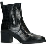 No Stress - Zwarte Enkellaarsjes - Crocoprint - Leer - Imitatiebont Voering