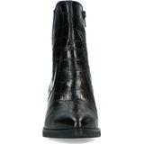 No Stress - Zwarte Enkellaarsjes - Crocoprint - Leer - Imitatiebont Voering