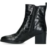 No Stress - Zwarte Enkellaarsjes - Crocoprint - Leer - Imitatiebont Voering