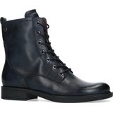 No Stress - Dames - Blauwe Veterlaarsjes - Leer - Imitatiebont Binnenvoering