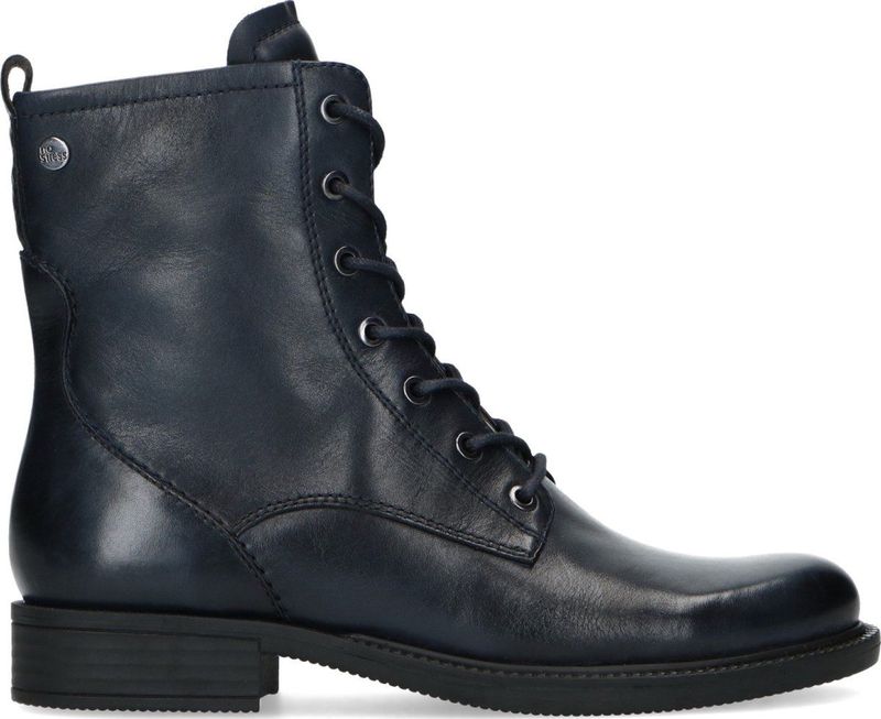 No Stress - Dames - Blauwe Veterlaarsjes - Leer - Imitatiebont Binnenvoering