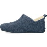 Manfield - Pantoffels - Blauw - Wol - Rubberen Zool