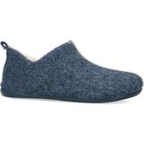 Manfield - Pantoffels - Blauw - Wol - Rubberen Zool
