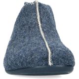 Manfield - Pantoffels - Blauw - Wol - Rubberen Zool