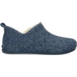 Manfield - Pantoffels - Blauw - Wol - Rubberen Zool