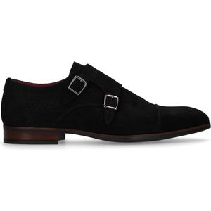 Manfield - Heren - Zwarte Gespschoenen - Suède - Leer