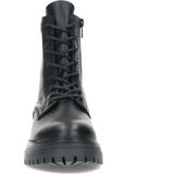 Manfield - Dames - Zwarte leren veterlaarsjes