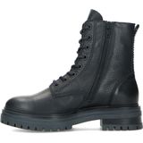 Manfield - Dames - Zwarte leren veterlaarsjes