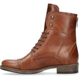 Manfield - Cognac Veterschoenen - Bruin - Leer