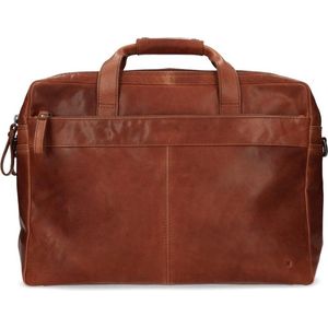 Manfield - Cognac leren laptoptas 17,5 inch