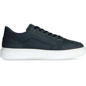 Manfield - Heren - Donkerblauwe nubuck sneakers