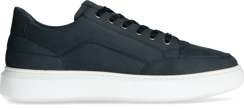 Manfield - Heren - Donkerblauwe nubuck sneakers