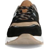 Manfield - Dames - Zwarte lage sneakers met cheetahprint
