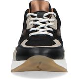 Manfield - Dames - Zwarte leren sneakers