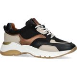 Manfield - Dames - Zwarte leren sneakers